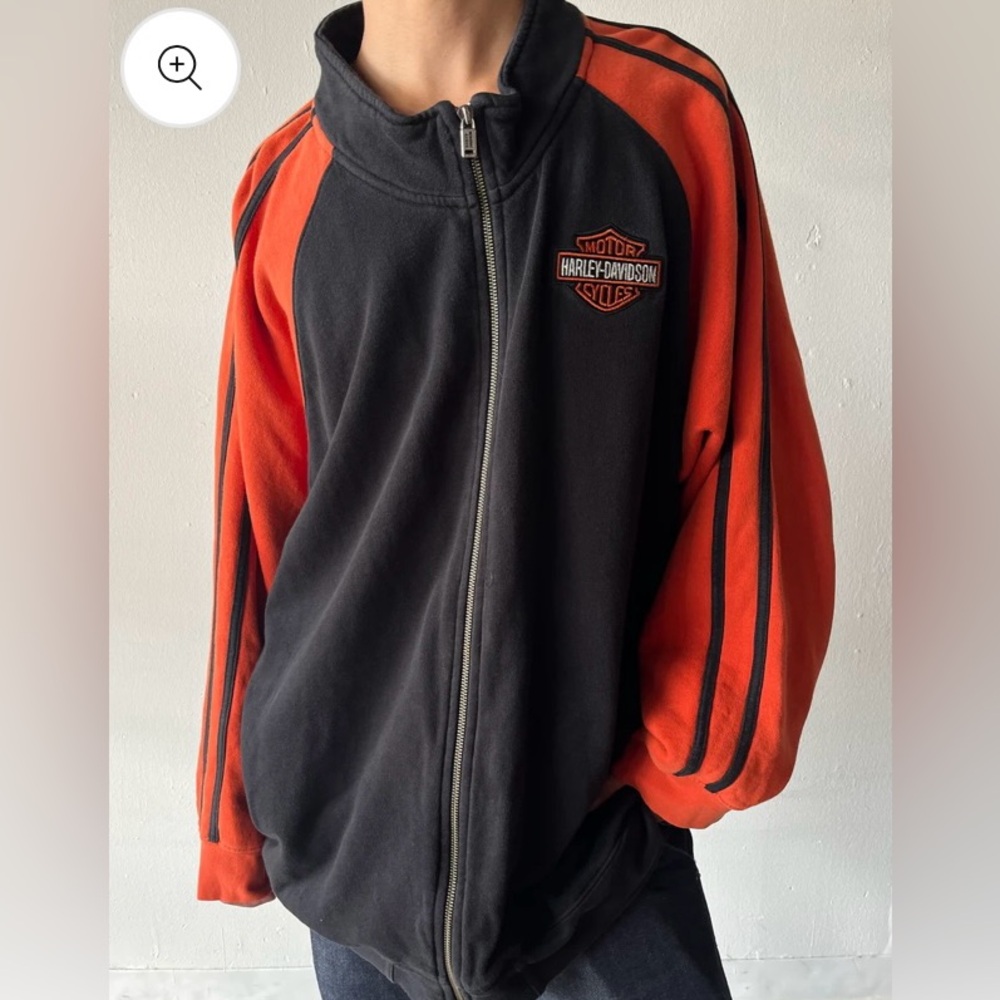 Harley-Davidson Zip-Up Track Jacket | Black & Orange | Unisex | Size M